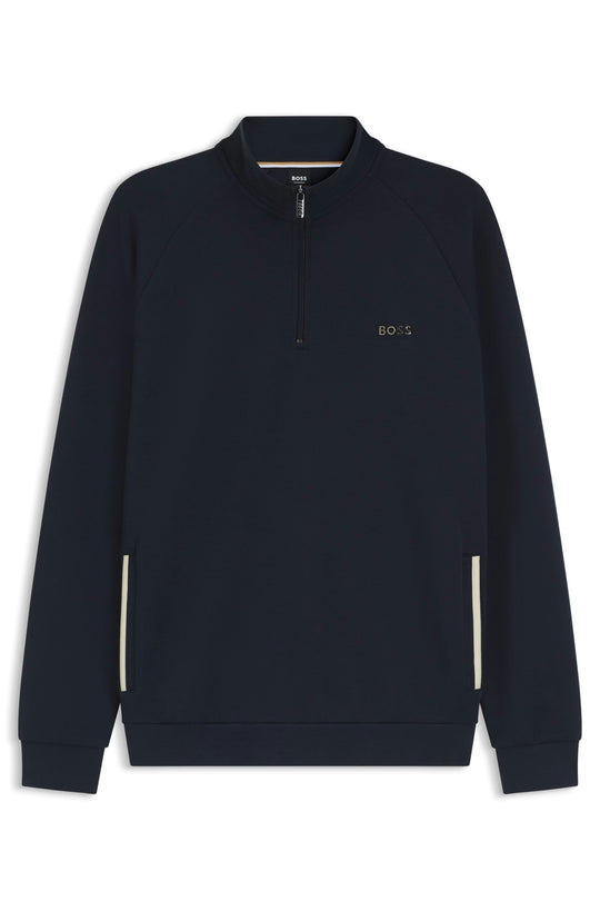 BOSS Black Sense 1/4 Zip Dark Blue Sweatshirt