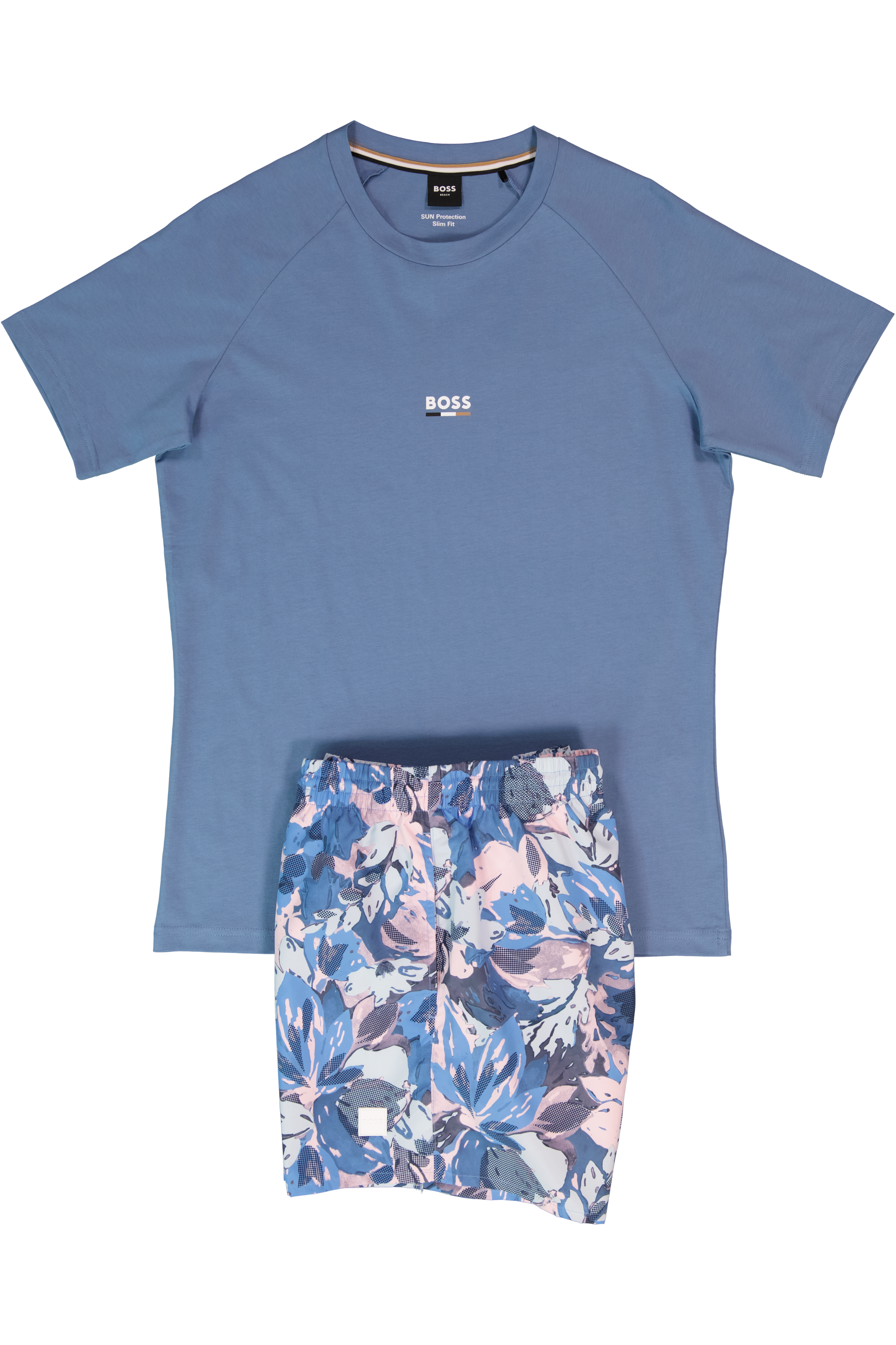 BOSS Black T-Shirt RN Slim Fit Light/Pastel Blue & Piranha Swimwear Set