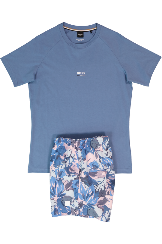 BOSS Black T-Shirt RN Slim Fit Light/Pastel Blue & Piranha Swimwear Set