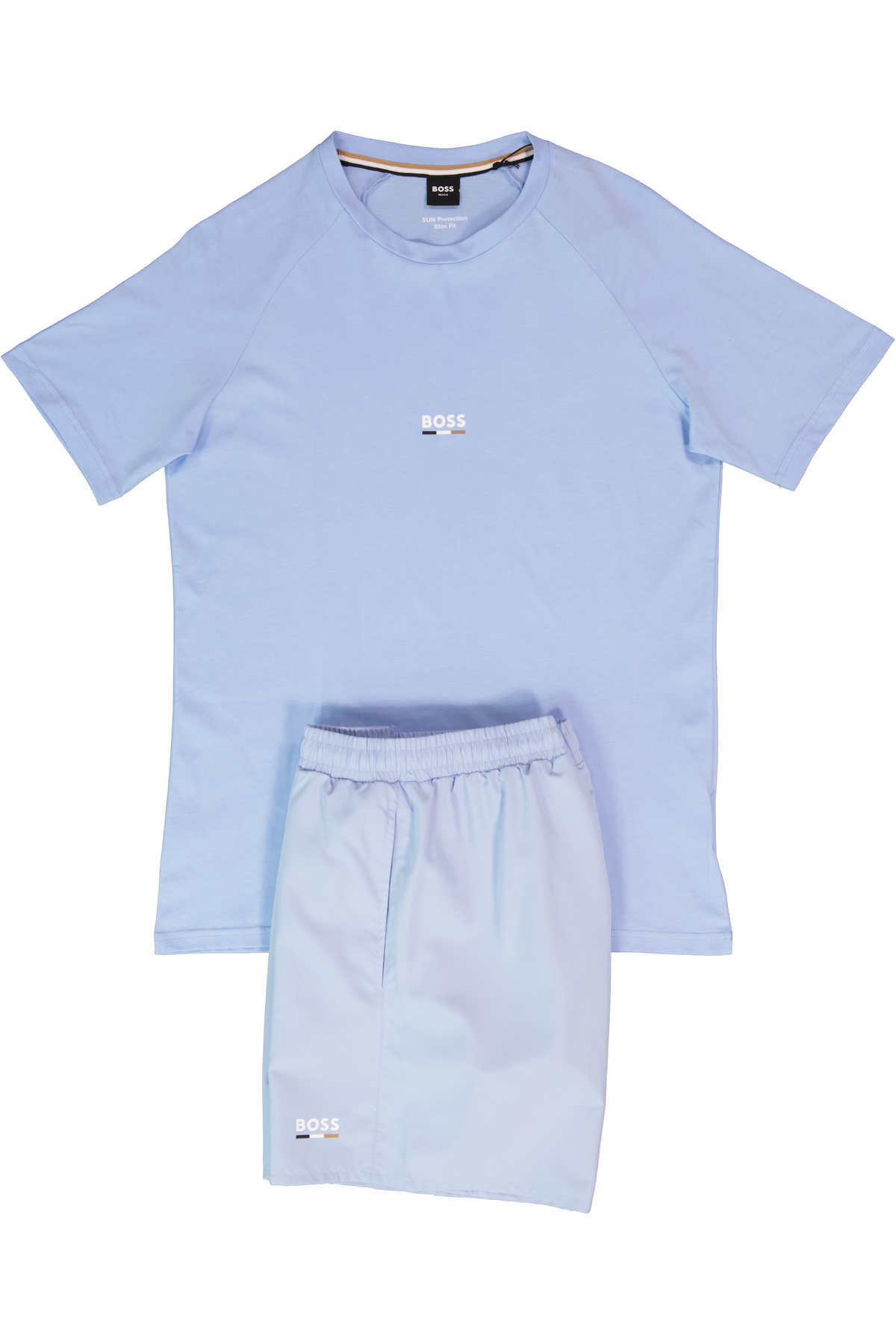 BOSS Bodywear & Swimwear T-Shirt RN Slim Fit Light/Pastel Blue T Shirt & Swordfish Light/Pastel Blue Swimwear Shorts Set