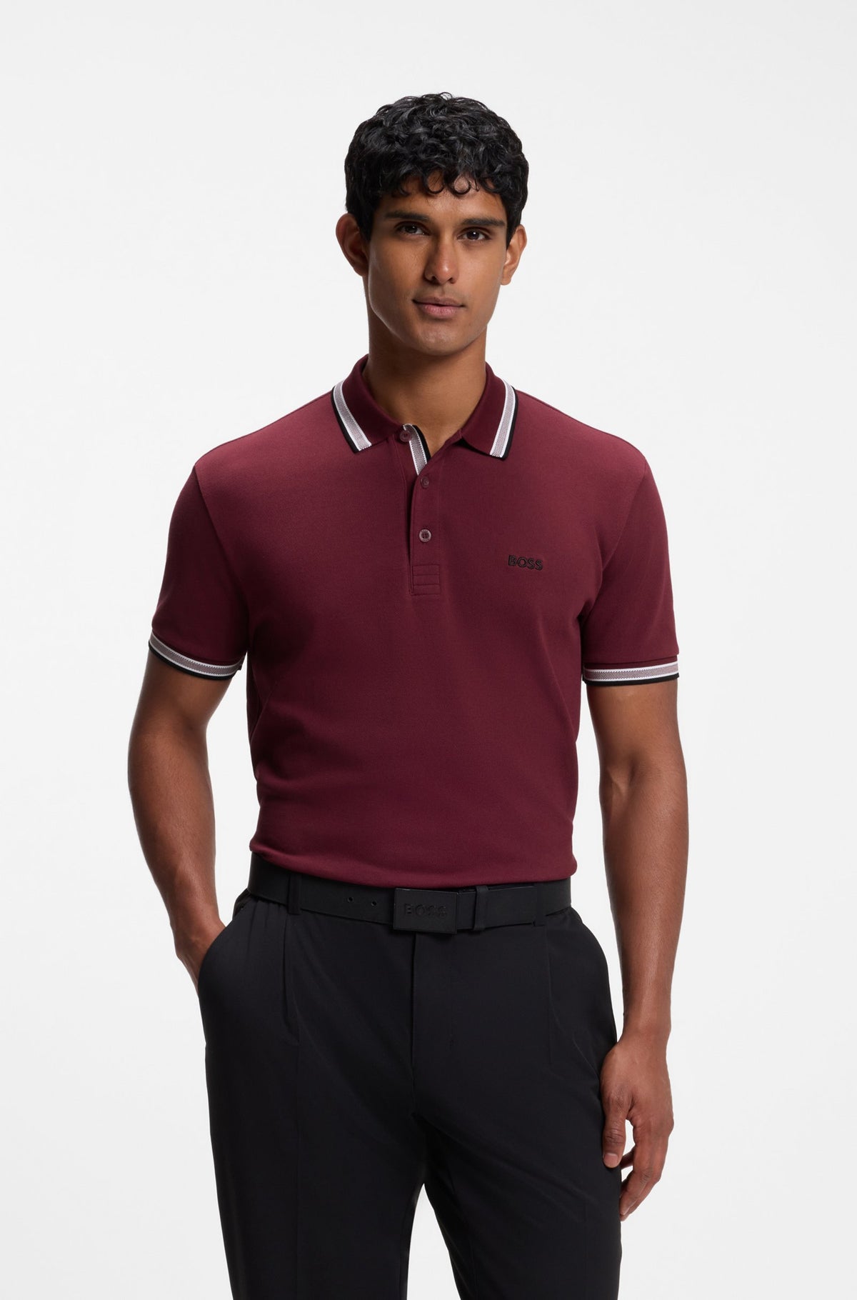 BOSS Green Paddy Dark Pink Polo Shirt