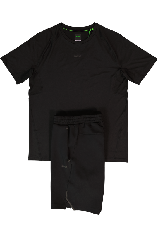 BOSS Green Tee Active 1 Black T Shirt & Hecon Active Black Shorts Set