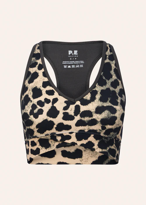 Women's P.E Nation Vita Sports Bra in Leopard & Smokestone — view 6