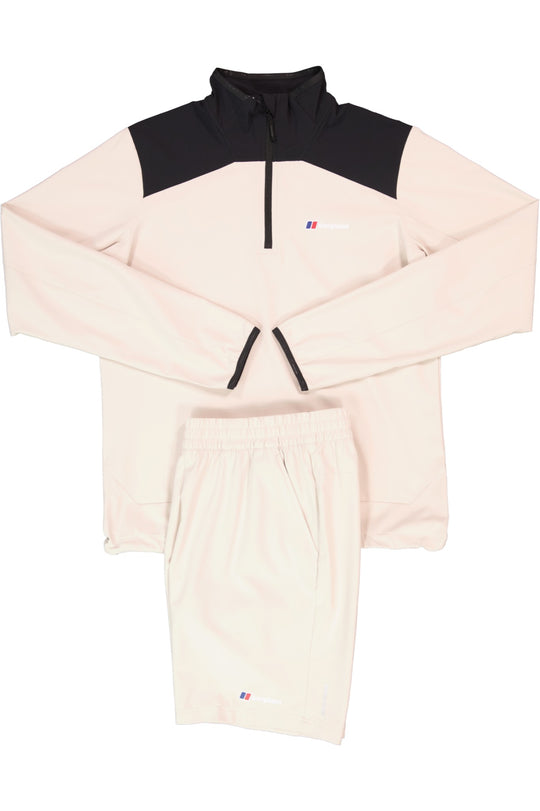 Men's Berghaus Grey Black Terrain Trek 1/4 Zip Sweatshirt & Grey Terrain Trek Tech Shorts Set