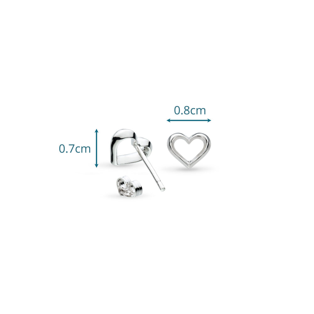 Kit Heath Love Silver Heart Fine Outline Stud Earrings 40530RP — view 4