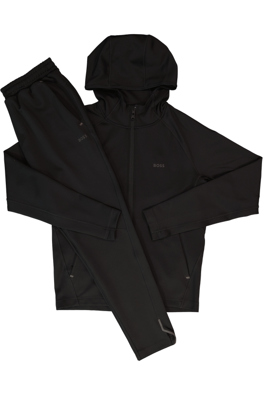 Mens BOSS Green Sicon Active Black Zip Hoodie & Hicon Active Joggers Tracksuit Set