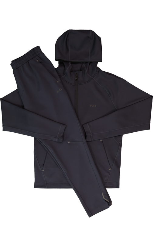 Mens BOSS Green Sicon Active Dark Blue Zip Hoodie & Hicon Active Joggers Tracksuit Set