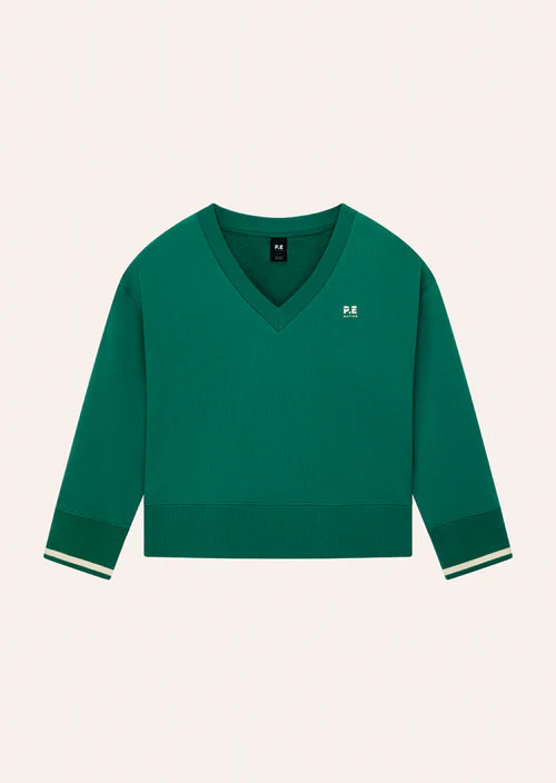 Womens P.E Nation Courtside V Neck Sweat College Green — view 6