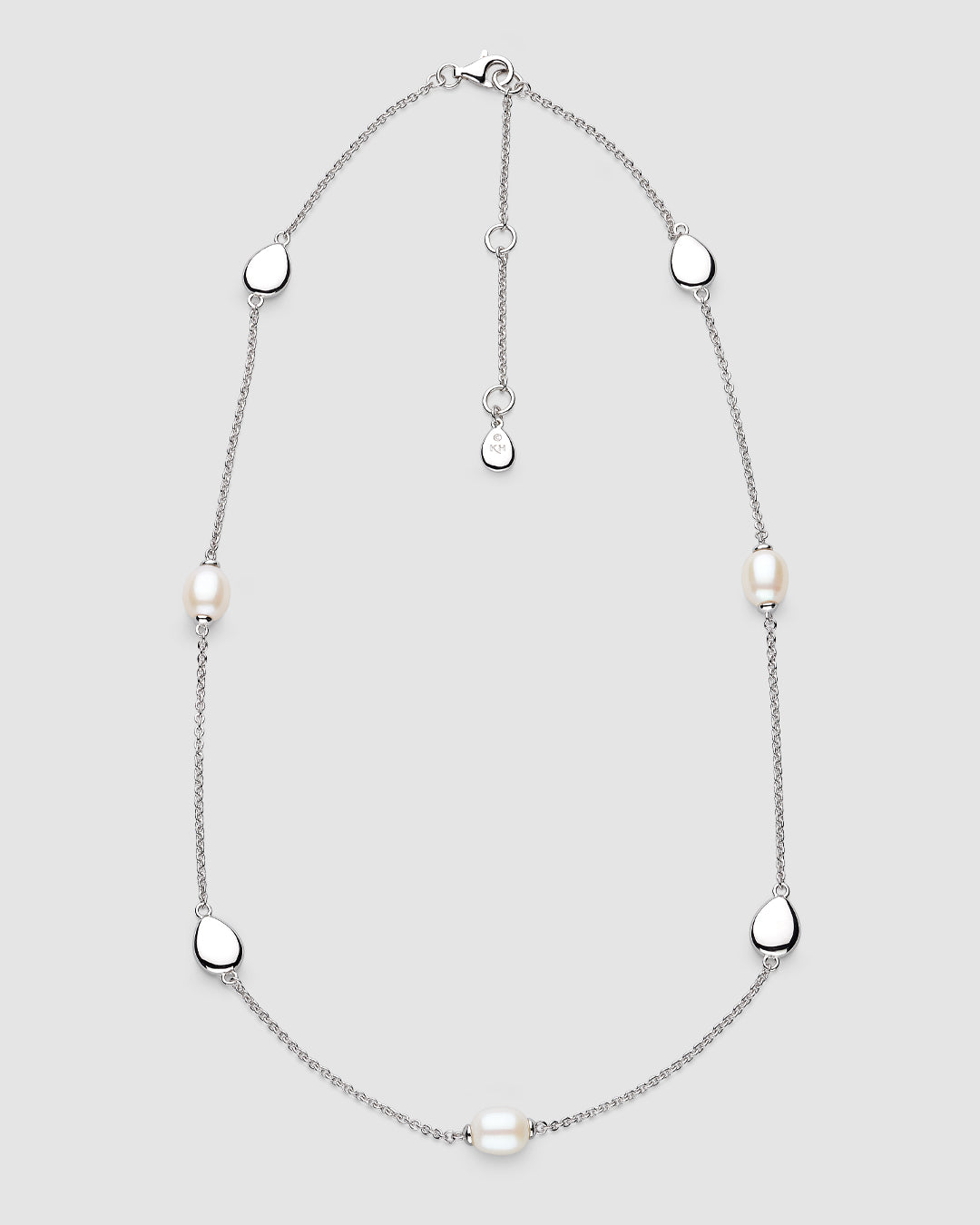 Coast Pebble Pearl Station Necklace in sterling silver