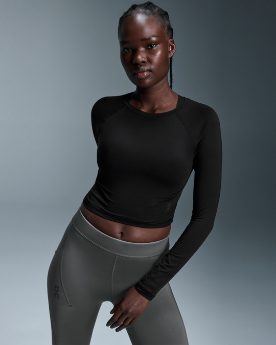 Women's On Running Studio Long-T Crop Black