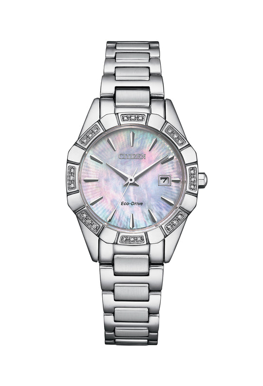 Citizen Ladies Stainless SteelEco-Drive MOP Dail Diamond Bezel Bracelet Watch