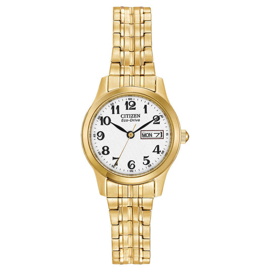Citizen Ladies Eco-Drive White Arabic Dial Expanding Bracelet Watch EW3152-95A