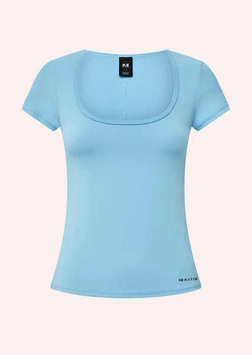 Women's P.E Nation Foundation Scoop Ss Top In Alaskan Blue — view 6