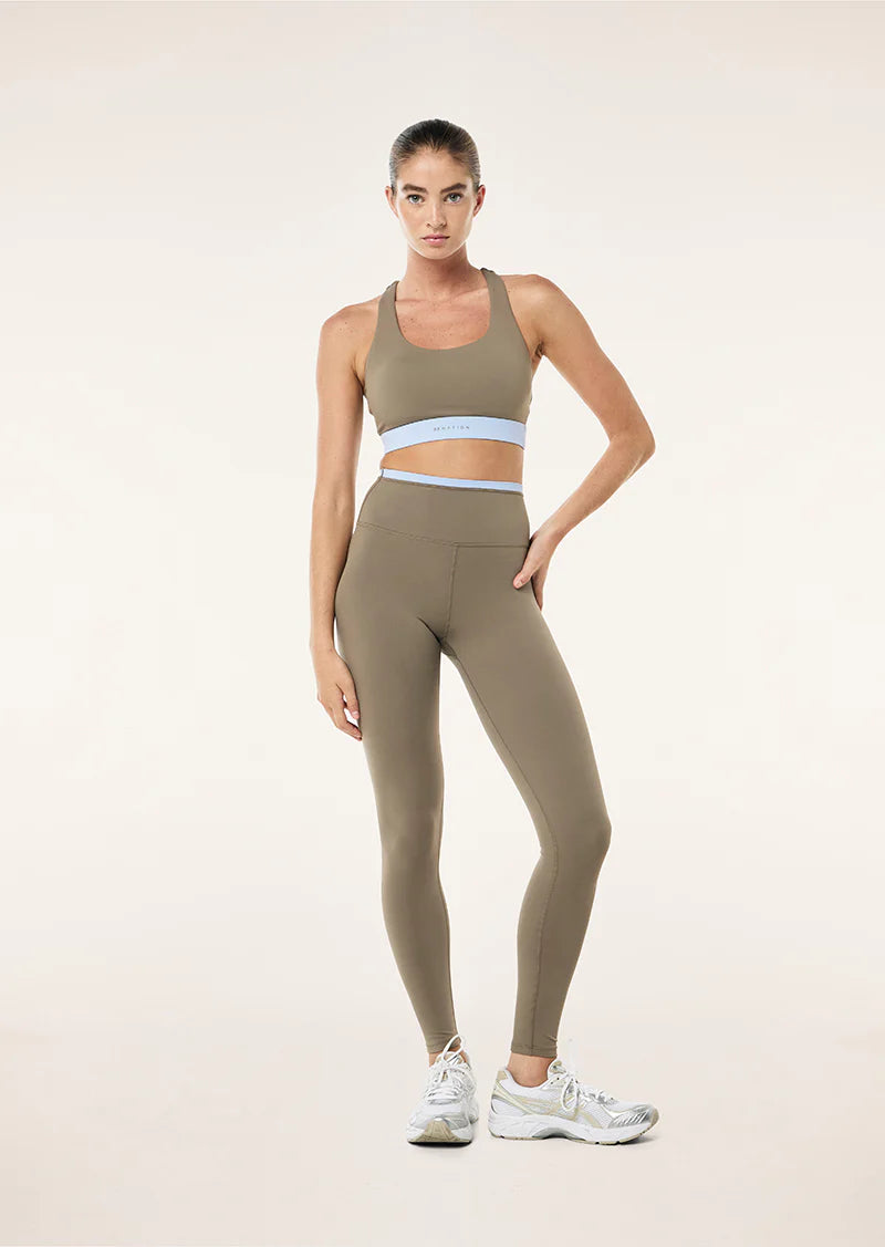 Women's P.E Nation Frequency Sports Bra in Fawn Dusty Blue — view 5