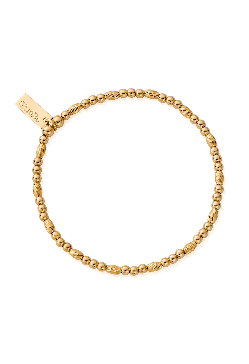 ChloBo gold-plated bracelet with alternating faceted and round beads. Elegant jewelry.