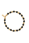 ChloBo bracelet featuring golden obsidian beads and gold plated accents, showcasing the brand's design.