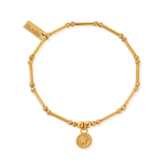 ChloBo Silver Gold Plated Dainty Moon Cut Sparkle Star Bracelet GBMCTN3457