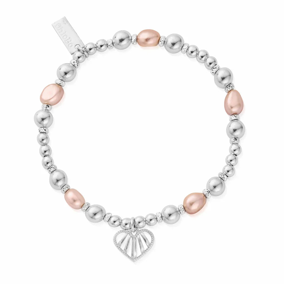 ChloBo Loving Heart Pink Pearl Bracelet SBPP3344