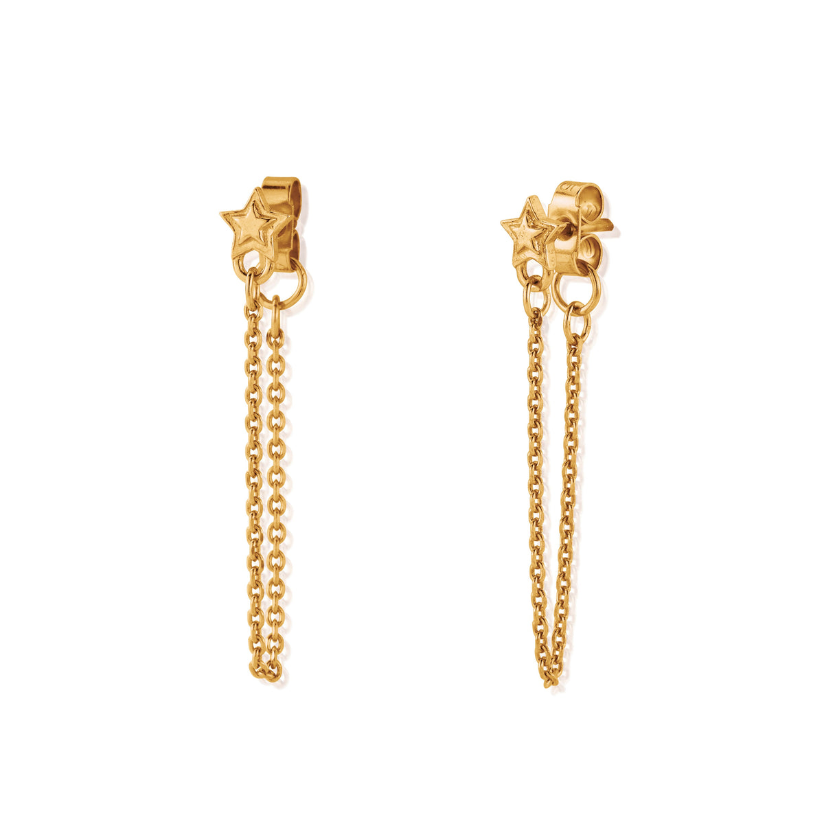 ChloBo Radiant Essence Chain Stud Earrings Silver Gold Plated