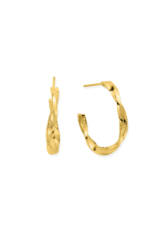ChloBo Sun Twisted Hoop Silver Gold Plated Earrings
