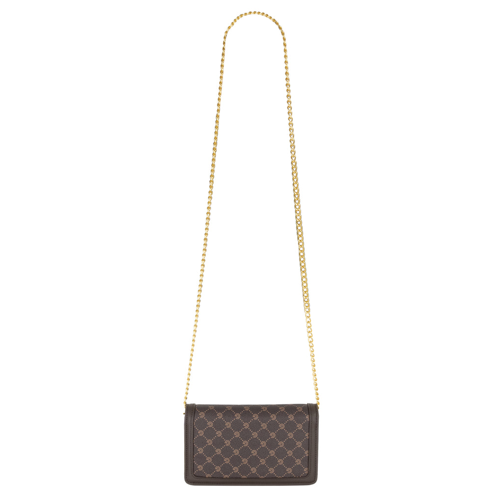 Women's Gabriella G Queen Bicolor Monogram Wallet on Chain Brown