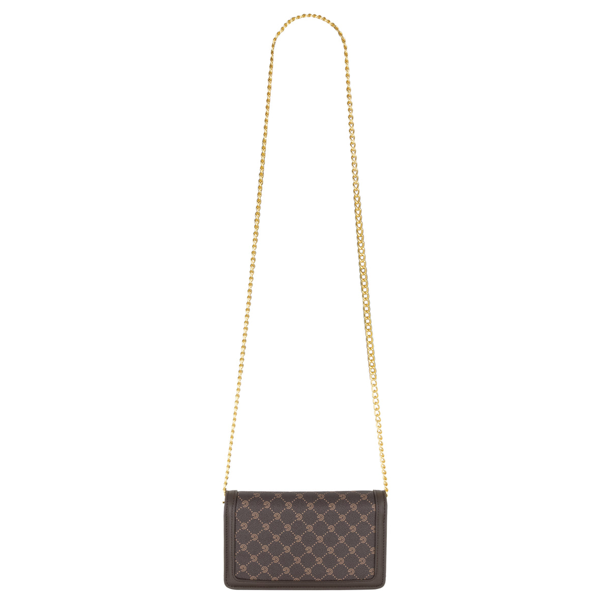 Women's Gabriella G Queen Bicolor Monogram Wallet on Chain Brown