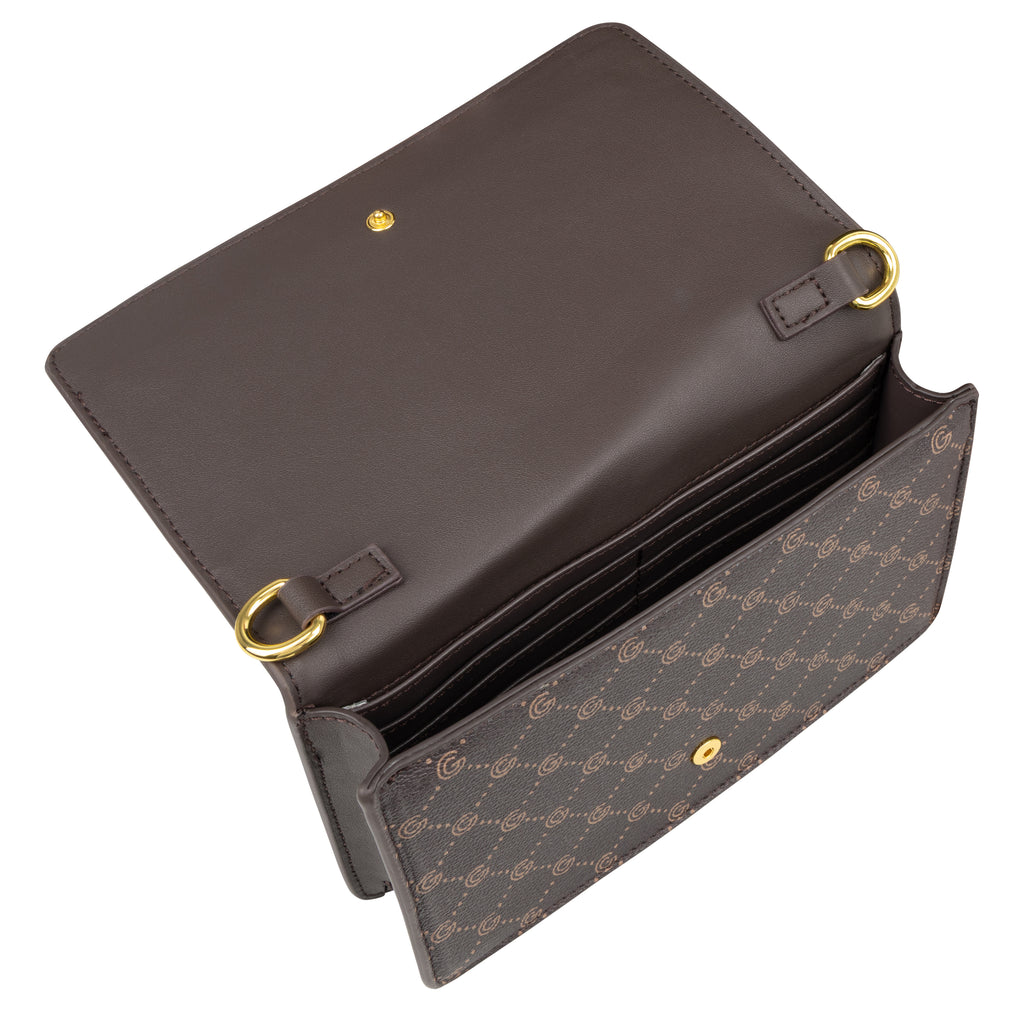 Women's Gabriella G Queen Bicolor Monogram Wallet on Chain Brown