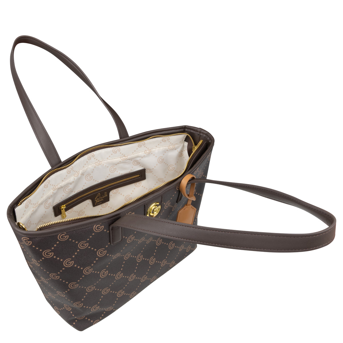 Women's Gabriella G Tiziana Bicolor Monogram Shopping Bag Brown