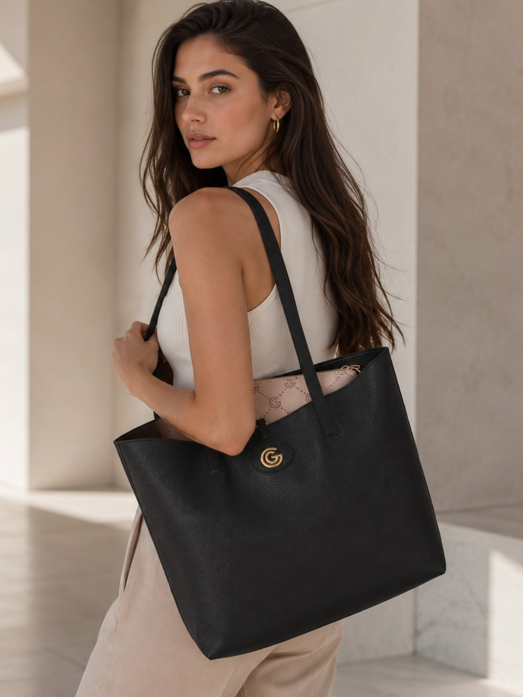 Women's Gabriella G Luana Reversible Shopping Bag Black
