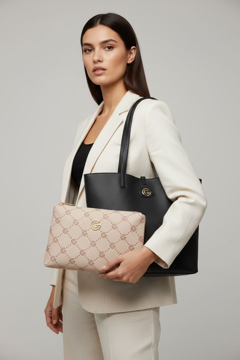 Women's Gabriella G Luana Reversible Shopping Bag Black