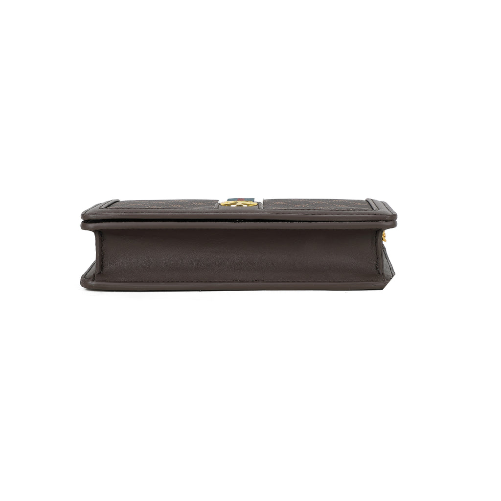 Women's Gabriella G Queen Strip Monogram Wallet on Chain Brown