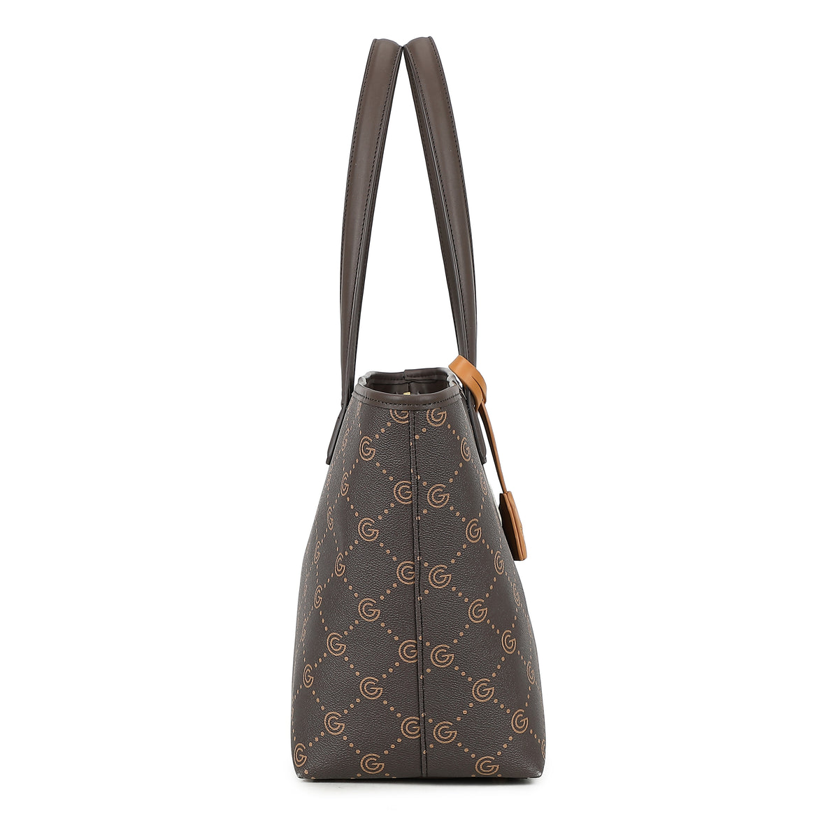 Women's Gabriella G Tiziana Strip Monogram Shopping Bag Brown