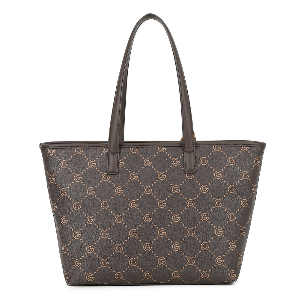 Women's Gabriella G Tiziana Strip Monogram Shopping Bag Brown