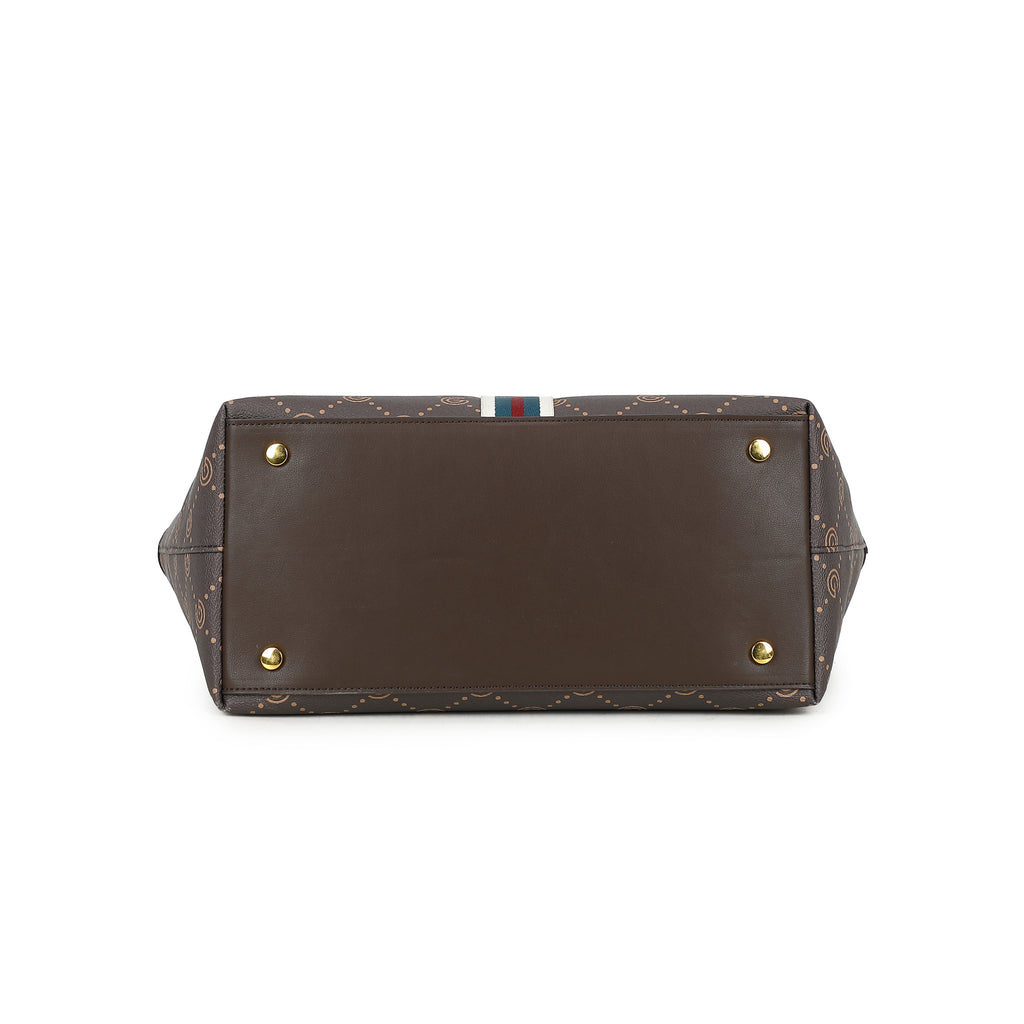 Women's Gabriella G Tiziana Strip Monogram Shopping Bag Brown