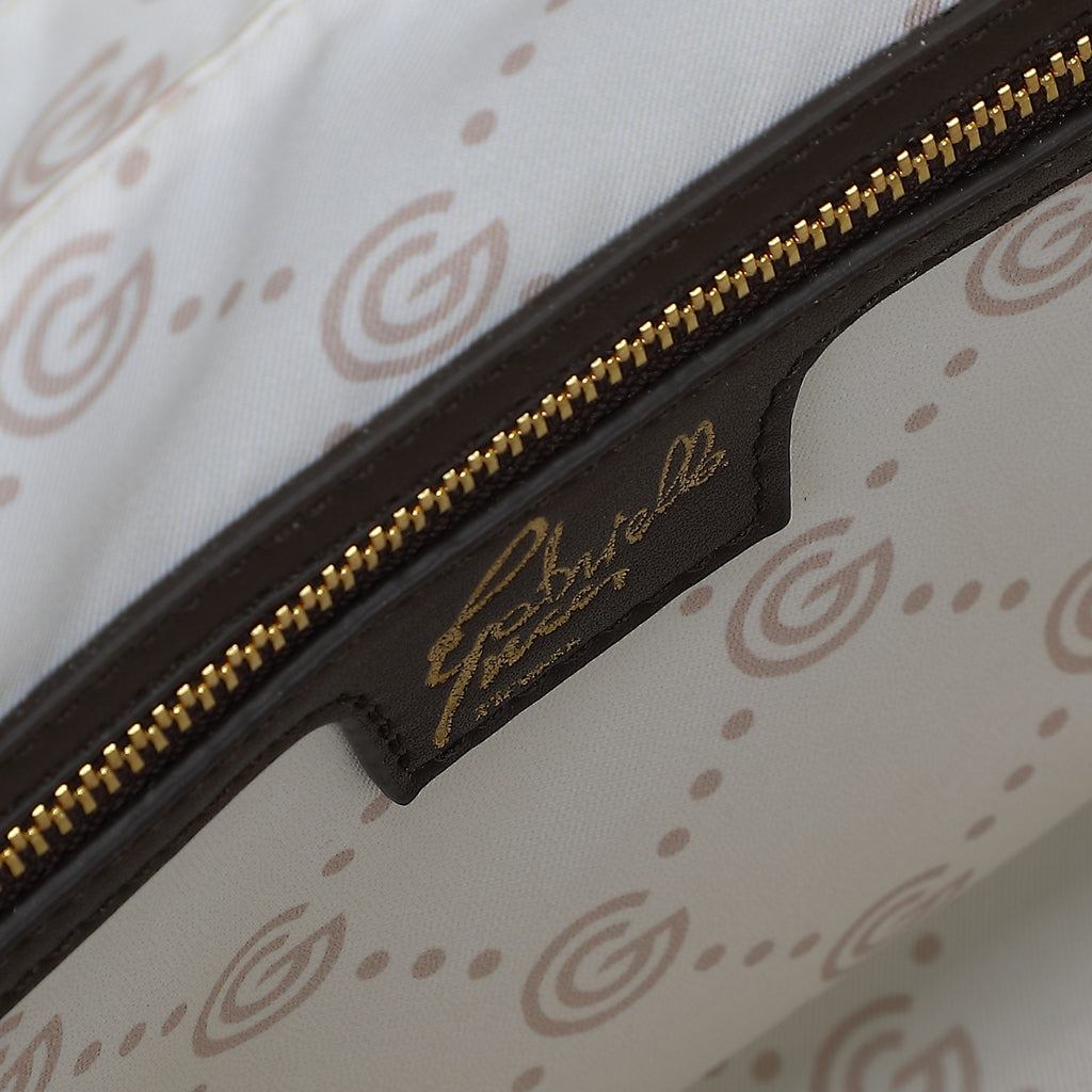 Women's Gabriella G Tiziana Strip Monogram Shopping Bag Brown