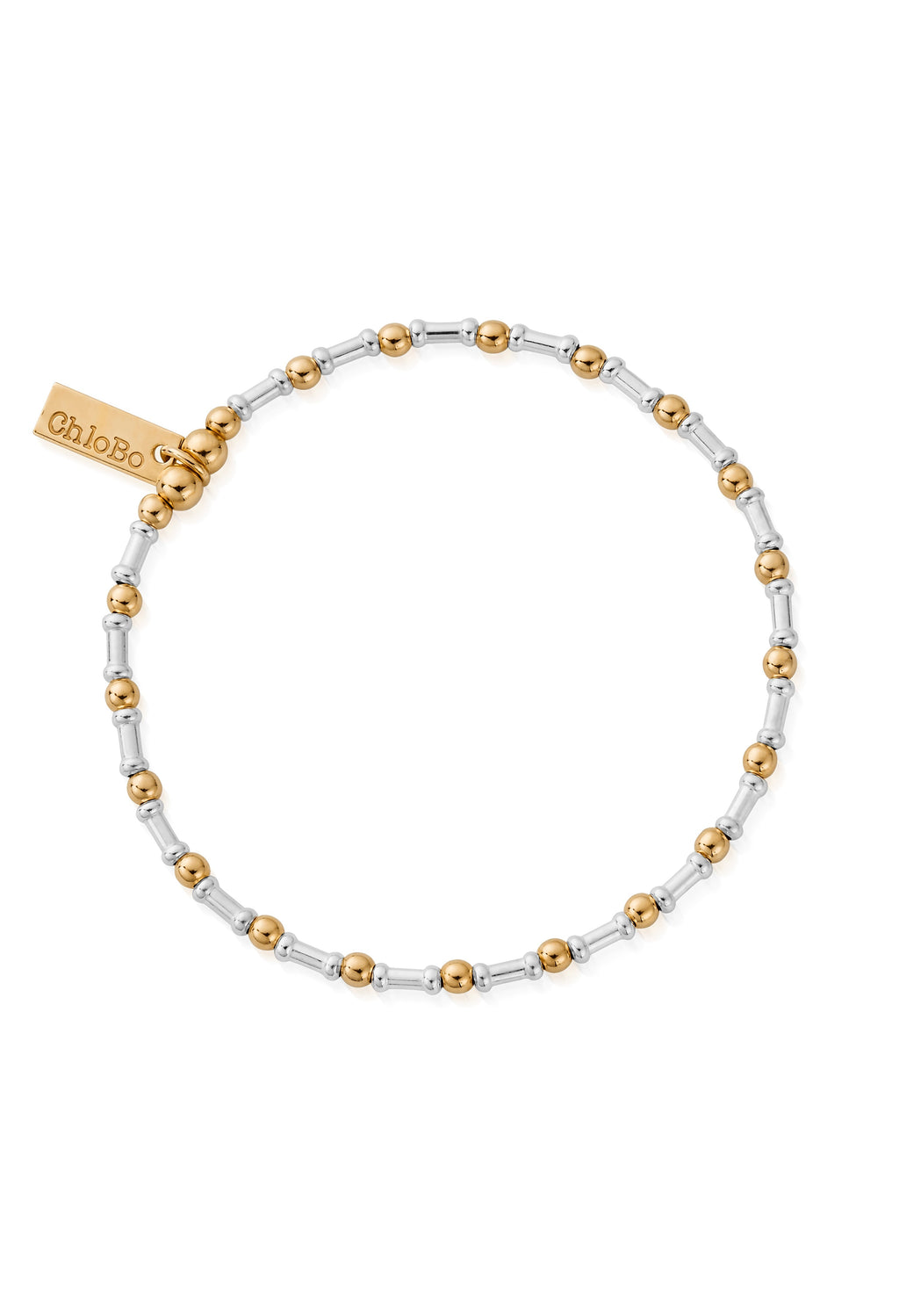 ChloBo gold-plated bracelet. Features silver & gold beads. Stylish, easy-to-wear stretch bracelet.