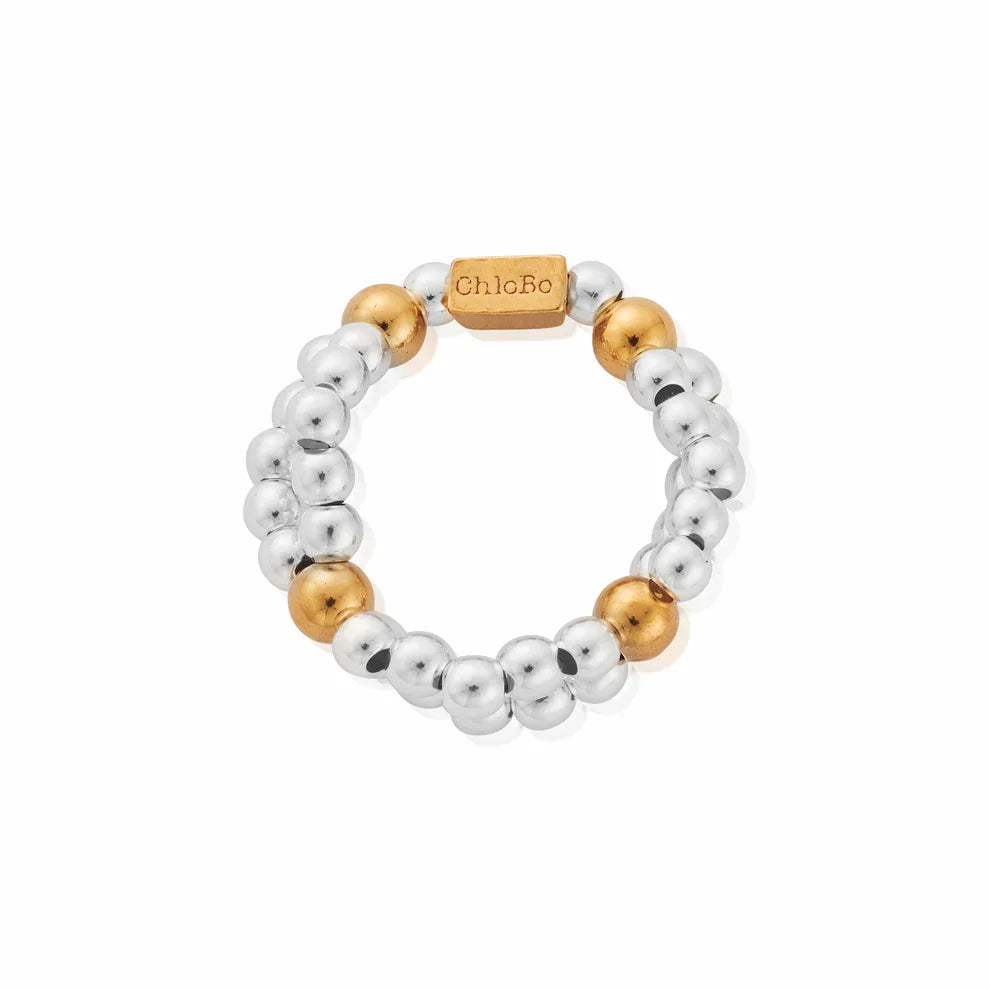 Beaded ring with 'ChloBo' nameplate.
