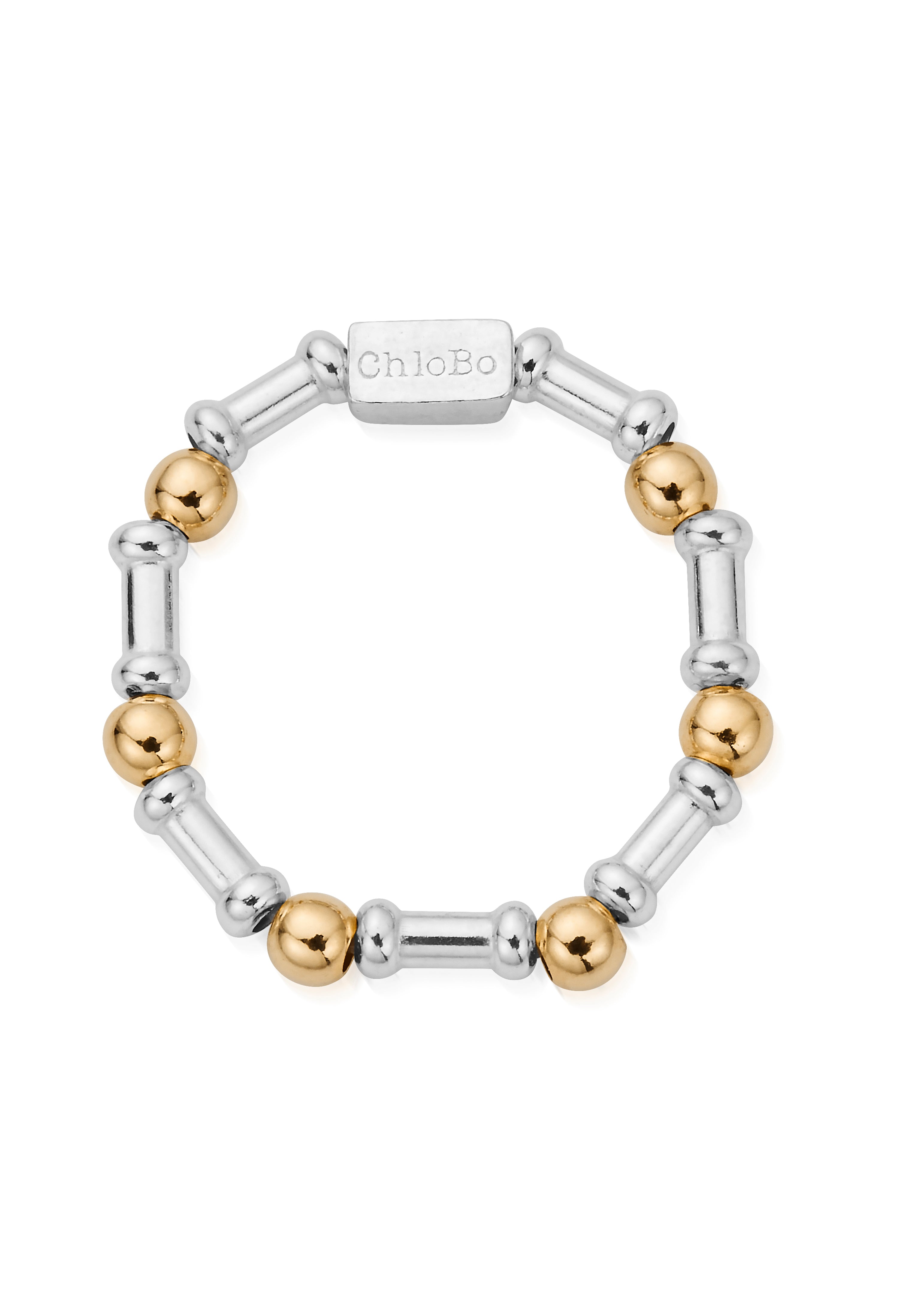 ChloBo Rhythm Of The Water Ring, a silver gold-plated two-tone ring from ChloBo, available at OD’s Jewellers in St Helens.