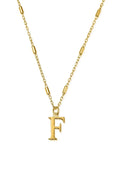 ChloBo Initial F pendant necklace. Two-tone silver and gold-plated design. Fashion jewelry.