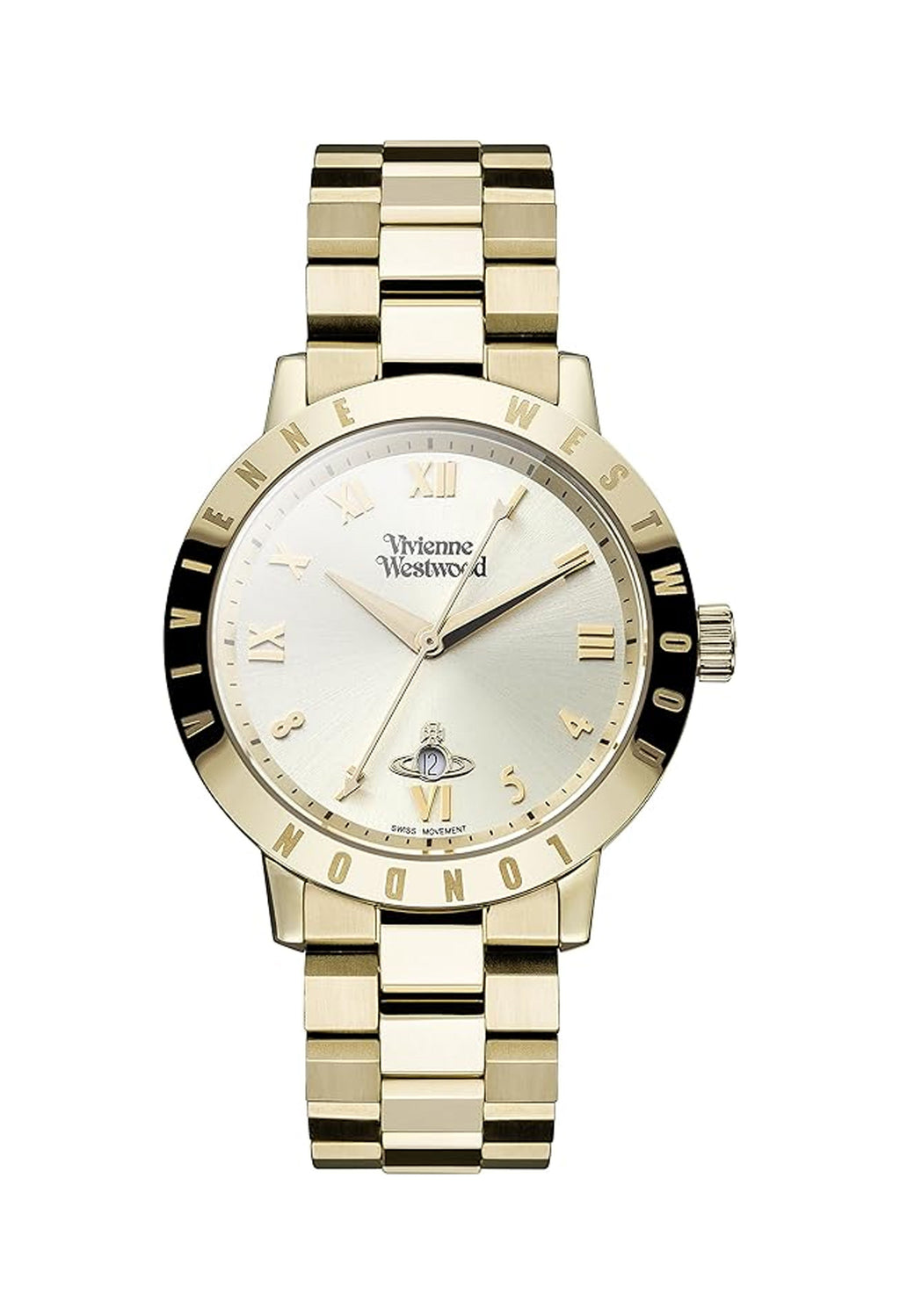 The Vivienne Westwood Bloomsbury Bracelet Watch Gold Plated, a gold plated bracelet watch from Vivienne Westwood, OD’s Jewellers, St Helens