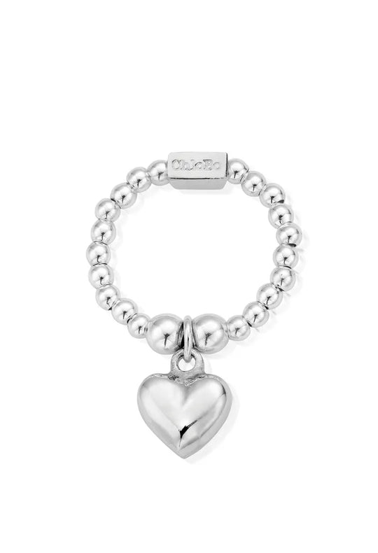 ChloBo Mini Puffed Heart Ring Silver Gold Plated