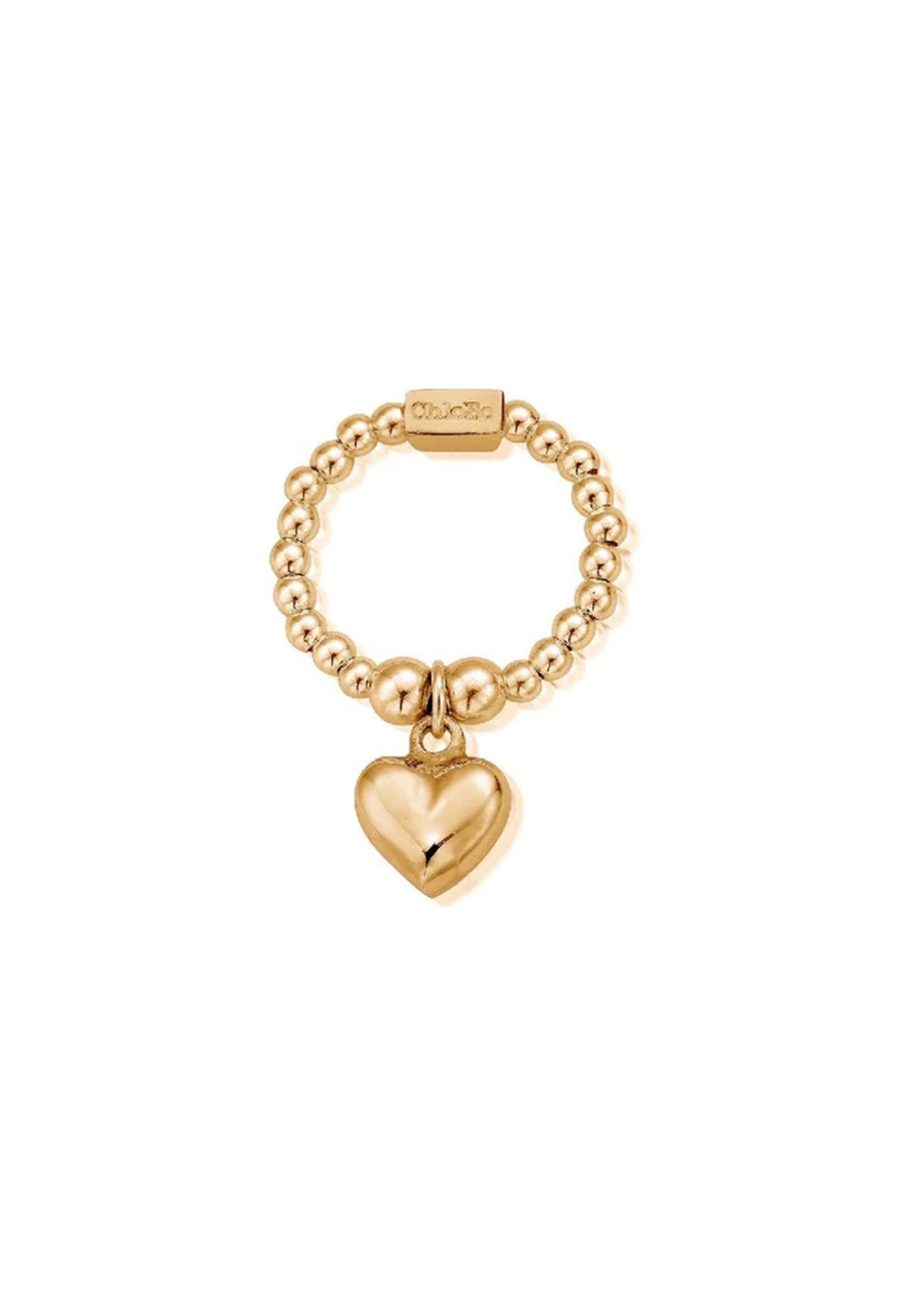 ChloBo Mini Puffed Heart Ring Silver Gold Plated — view 3