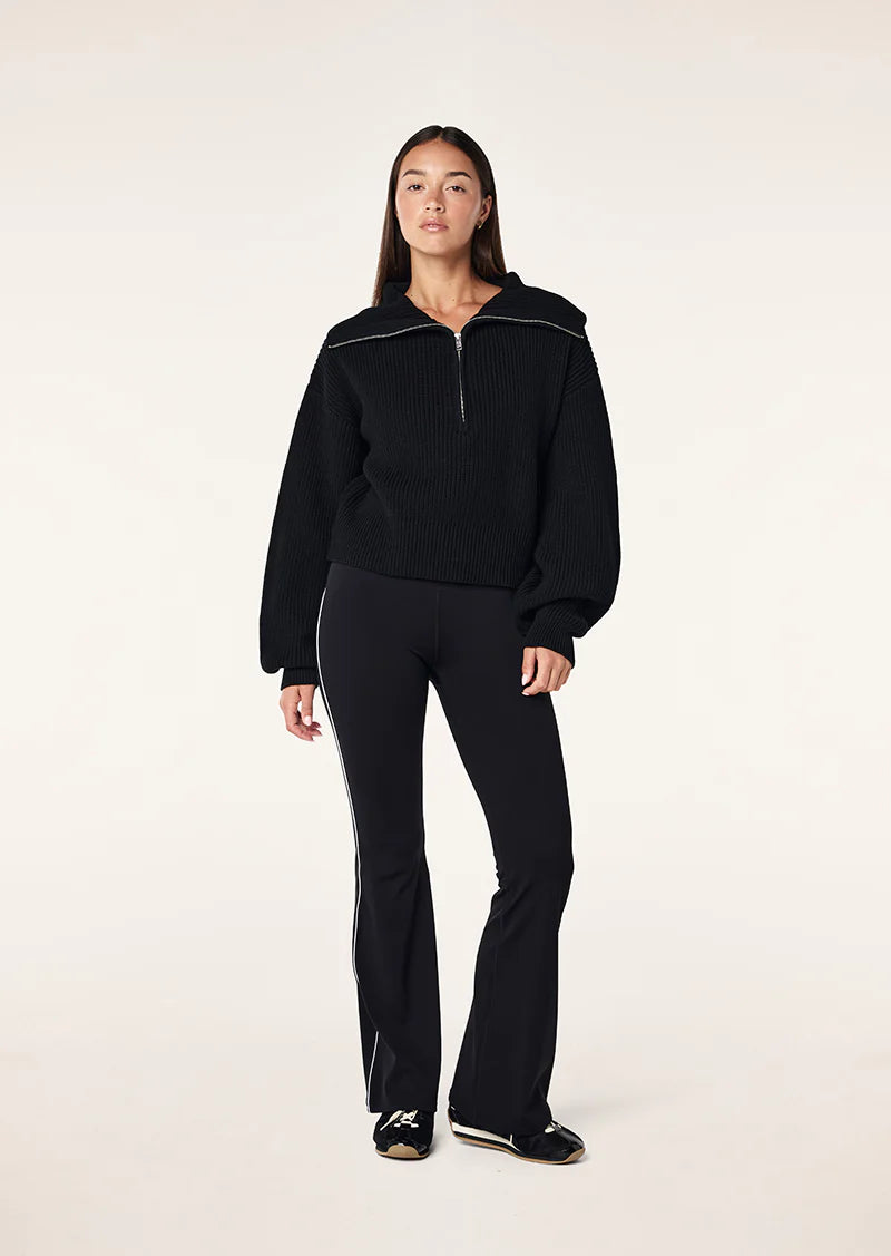 Women's P.E Nation High Season Zip Neck Knit in Black — view 3