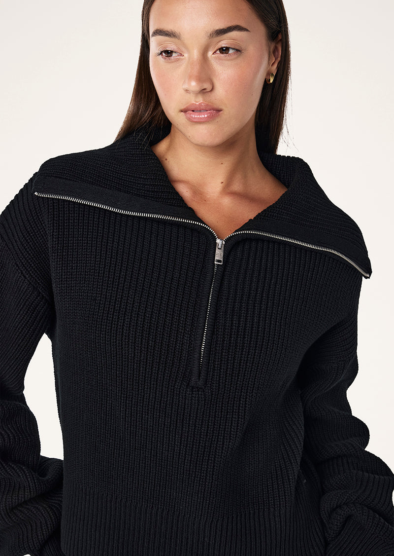 Women's P.E Nation High Season Zip Neck Knit in Black — view 2