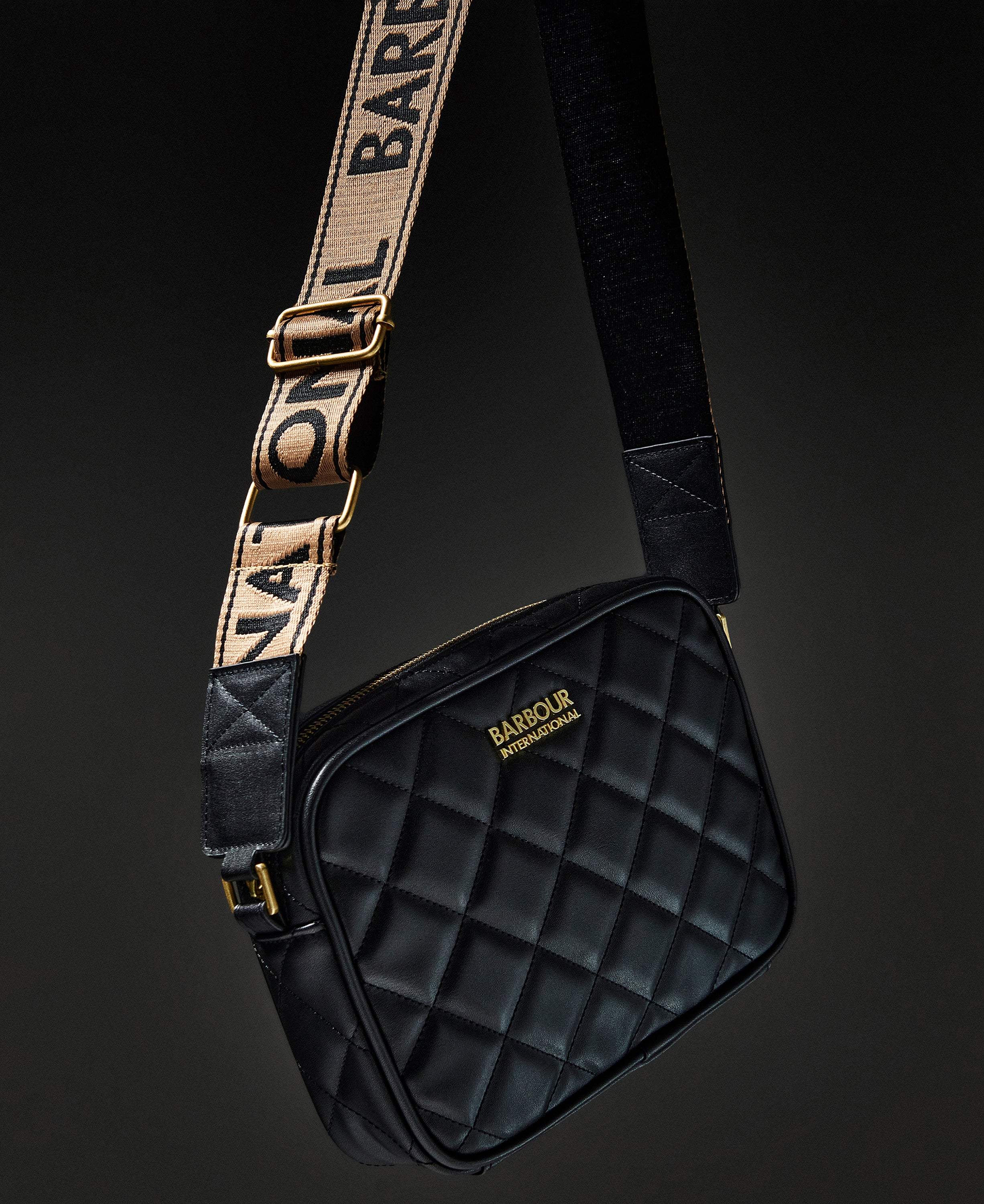 Women's Barbour International Black Quilted Sloane Crossbody Bag — view 10