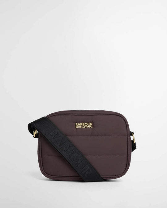 Women's Barbour International Monaco Baffle Quilt Crossbody Bag In Truffle