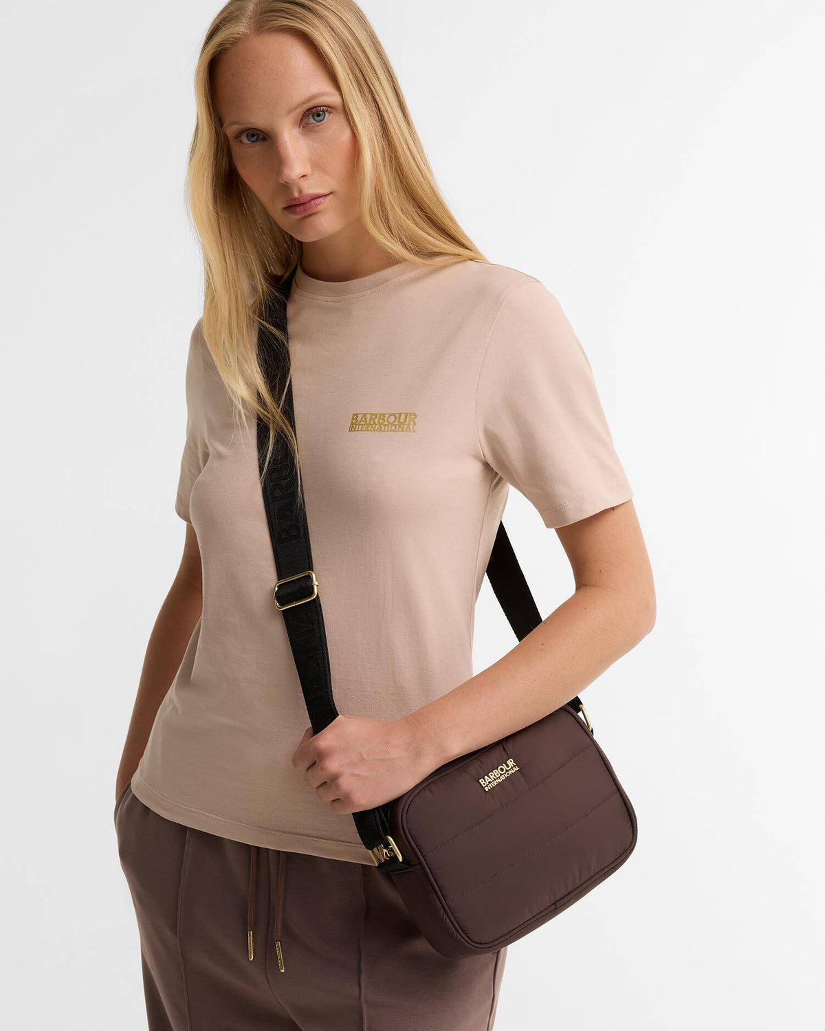 Women's Barbour International Monaco Baffle Quilt Crossbody Bag In Truffle — view 7