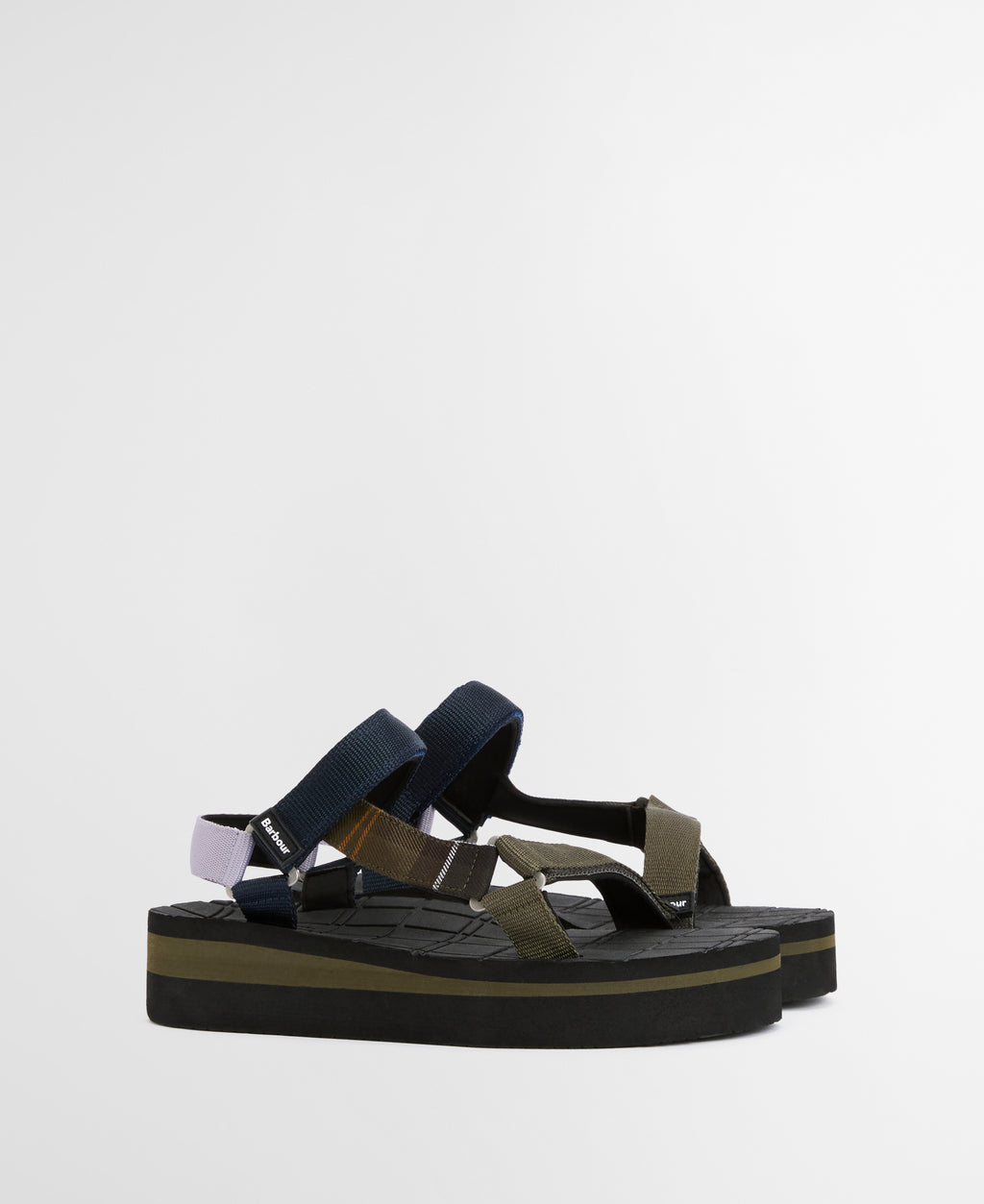 Black and green sandal on a white background
