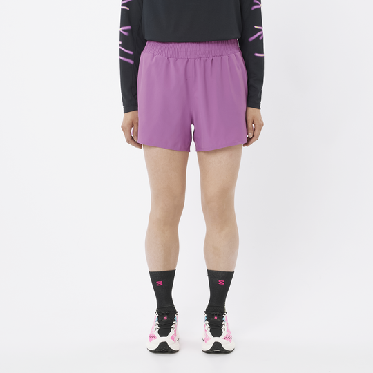 Womens Salomon Shakeout Core 2in1 4" Shorts in Iris Orchid