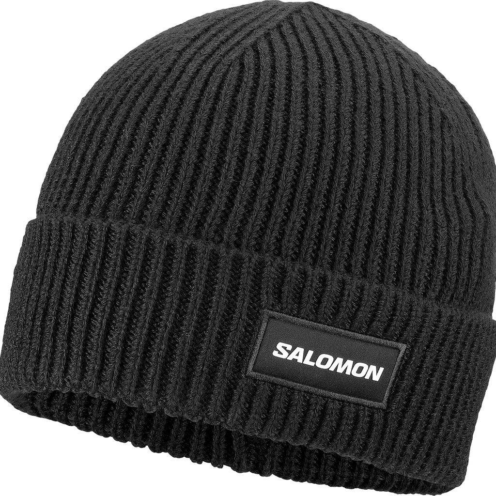 Unisex Salomon Classic Beanie Deep Black Hats — view 2
